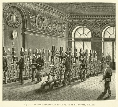 Pneumatic Office at the Place de la Bourse, Paris by French School