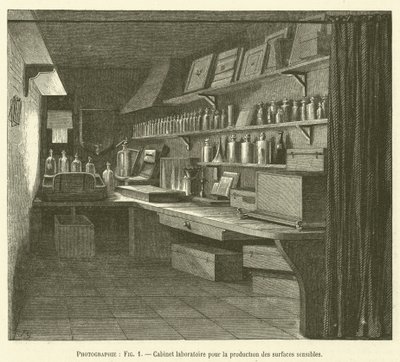 Laboratory Cabinet for the Production of Sensitive Surfaces (engraving) by French School