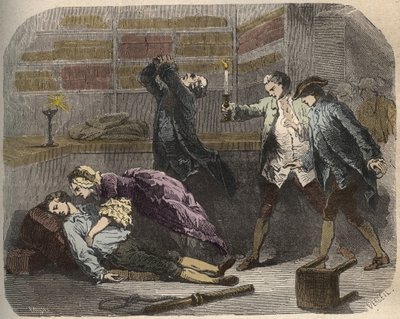 Calas case: on 13 October 1761, Marc Antoine Calas found dead in the family boutique in Toulouse - Engraving in 