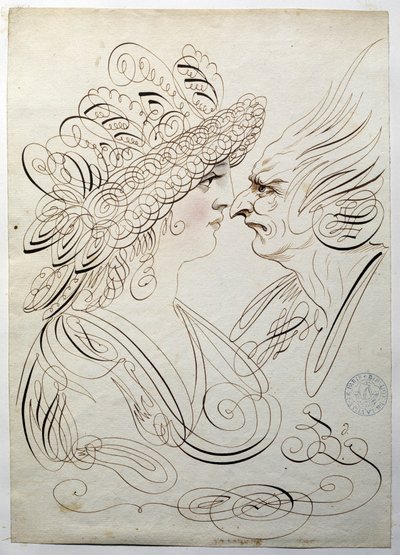 Calligraphy: Profile portraits around 1780 by Bernard de Paris. by French School