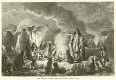 Camp of Patagons (engraving) by French School