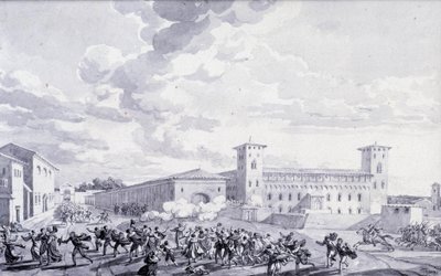 Campaign of Italy: view of the revolt of the city of Paris against the French occupation in May 1796. Anonymous drawing. Paris, Louvre Museum by French School