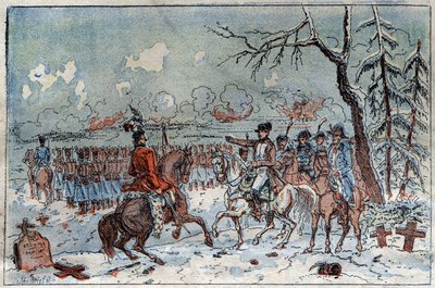 Campaign of Prussia and Poland: Napoleon I on the battlefield of Eylau on 08/02/1807 ordered Murat to repel the Russian cavalry. Engraving of the 19th century. by French School
