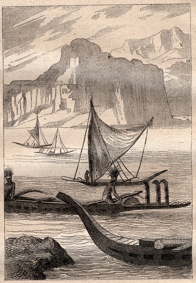 Canoes of the Marquises Islands - illustration taken from 