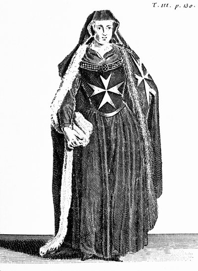 Canoness of the Order of St. John of Jerusalem during the Rhodian Period, illustration from 