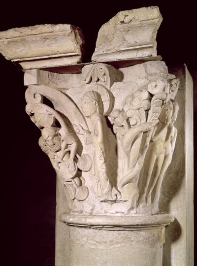 Capital with a relief depicting Adam and Eve by French School