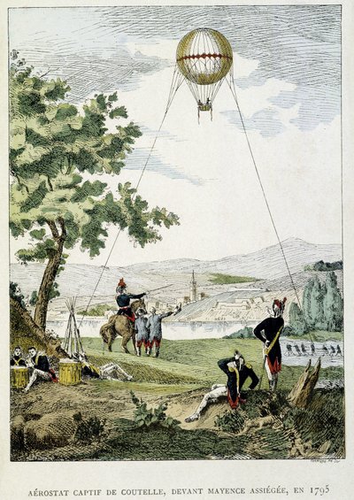 Captive aerostat by Jean Marie Joseph Coutelle, before Mainz siege by French School