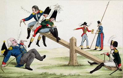 Caricature Depicting Louis XVIII, Napoleon, and the Allies at the Time of the Cent-Jours by French School