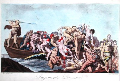 Caricature depicting Napoleon (1769-1821) at the Last Judgement, c.1815 by French School