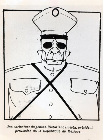 Caricature of General Victoriano Huerta (1854-1916) Acting President of the Republic of Mexico, illustration from Le Monde Illustre, published 1st March 1913 by French School