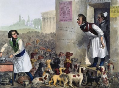Caricature of Parisians Dealing with Rabid Dogs by French School