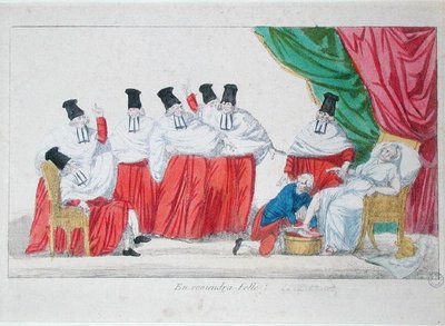 Caricature of the birth of the French Constitution by French School