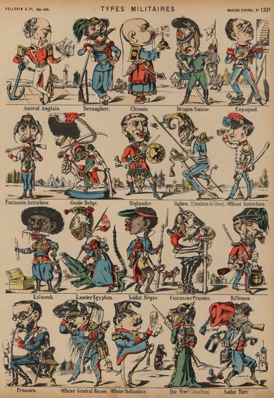 Caricatures of military figures by French School