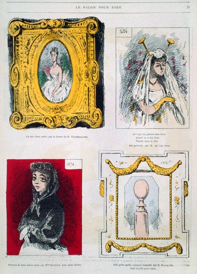 Caricatures of painters, Franz Xavier Winterhalter, Glaize Fils, illustration from Le Salon pour Rire by French School