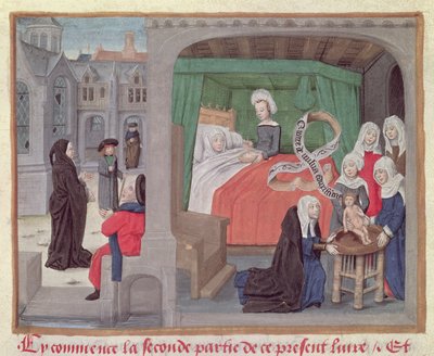 Caring for a mother and her newborn by French School