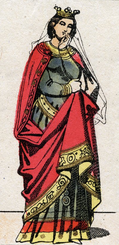 Carolingian dynasty: Portrait of Adelaide of Friuli, Queen of the Franks, wife of Louis II the Begue by French School