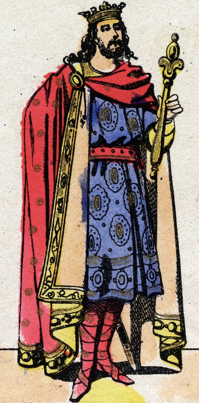 Carolingian dynasty: Portrait of Charles III called the Simple (879-929) king of the Franks from 898 to 922. Epinal imaging from the end of the 19th century. Private collection. by French School