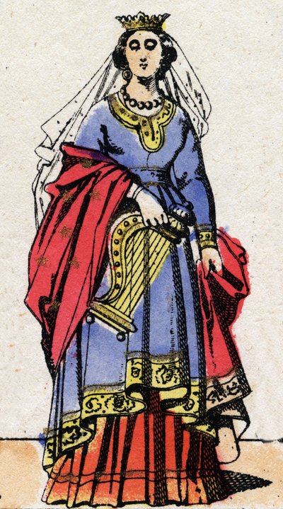 Carolingian dynasty: Portrait of Emma of France (894-934) wife of Raoul of France (c. 890-936). Epinal imaging from the end of the 19th century. Private collection. by French School