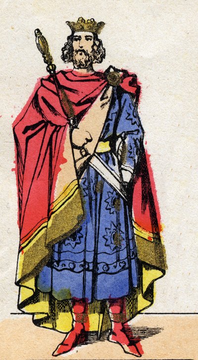 Carolingian Dynasty: Portrait of Lothaire (941-986), King of the Franks from 954 to 986. Epinal imaging from the end of the 19th century. Private collection. by French School