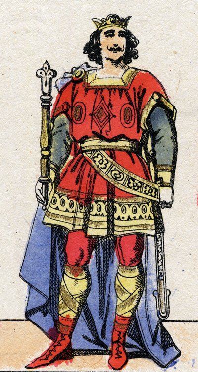 Carolingian dynasty: Portrait of Louis II the Begue (846-879), King of the Franks from 877 to 879. Epinal imaging from the end of the 19th century. Private collection. by French School
