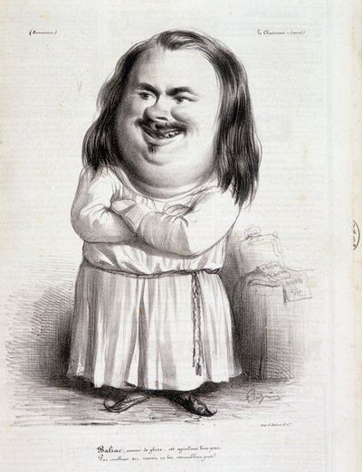 Cartoon by Honore de Balzac (1799-1850) and monk - in 