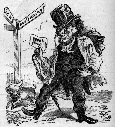 Cartoon of the German composer Richard Wagner by French School