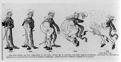 Cartoon commenting on the land acquisitions of the United States of America, illustration from Le Rire, 4th March 1895 by French School