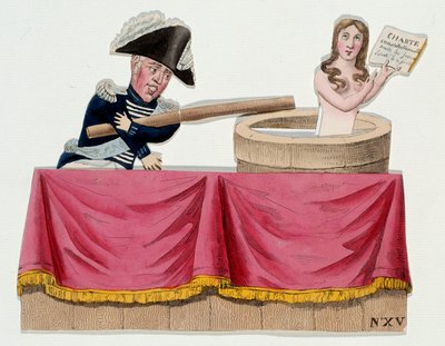 Cartoon depicting King Charles X in the form of guignols denying the constitutional charter at the time when the king abolished press freedom in July 1830 by French School
