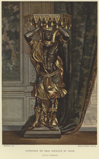 Carved and Gilded Wooden Pedestal, 17th Century by French School