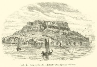 Castle-Reef Rock, on the Coast of Labrador, North America (engraving) by French School