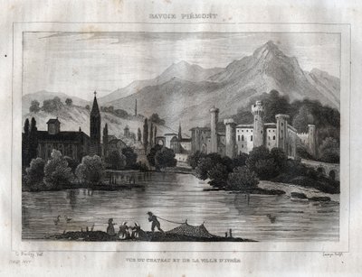Castle of Ivrea. Engraving from 