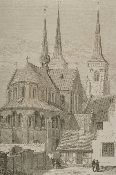 Cathedral in the 1850s, Roskilde, Denmark, from Le Tour du Monde, published in Paris, 1860s by French School