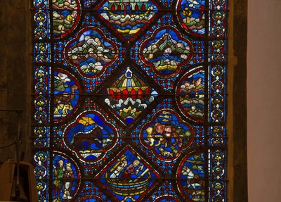 Cathedral of Chartres, Stained Glass: The Life of Noah (detail) by French School