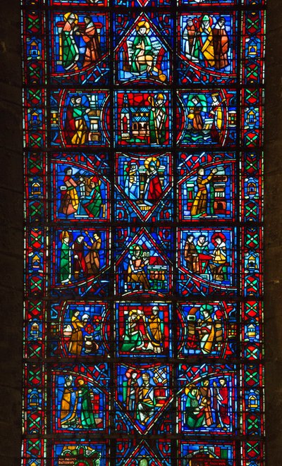 Cathedral of Chartres, Stained Glass: The Life of Saint Fulbert (detail) by French School