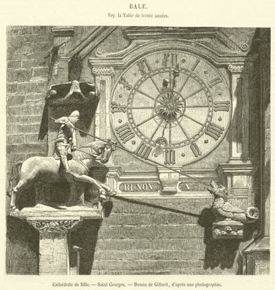 Cathedral of Basel, Saint George (engraving) by French School
