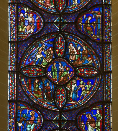 Cathedral of Chartres, Stained Glass: The Life of Saint Anthony and Saint Paul (detail) by French School