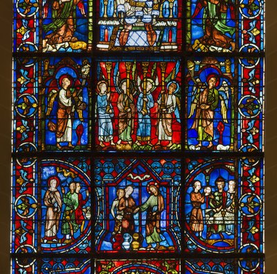 Cathedral of Chartres, Stained Glass: Our Lady of the Beautiful Glass (detail) by French School