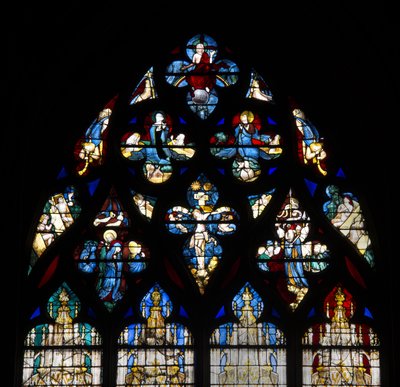 Cathedral of Chartres, Stained Glass: The Vendome Chapel, High Detail Representing the Crucifixion of Christ and the Last Judgment by French School