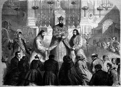 Catholic Rite - Mass - 26 January 1860: Mass celebrated according to the Armenian rite by the superior of the Mechitarists in the church of Notre Dame des Victoires, Paris. Engraving in 