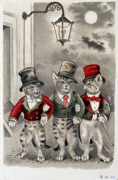 Cats in situation - postcard early 20th century by French School