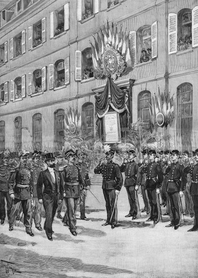 Centenary of Ecole Polytechnique: Sadi Carnot, French president reviewing the students, Paris 1894 by French School