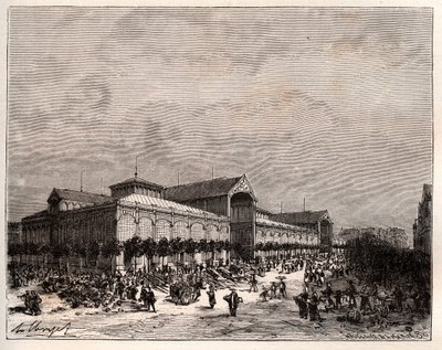 Central halles in Paris in the 19th century by French School