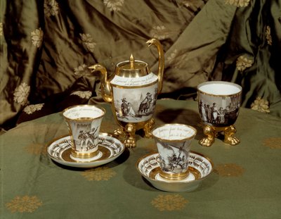 Ceramic under the Executive Board. Coffee service inspired by the Egyptian campaign of Napoleon I. Porcelain of the 18th century. Paris, Musee De La Legion d