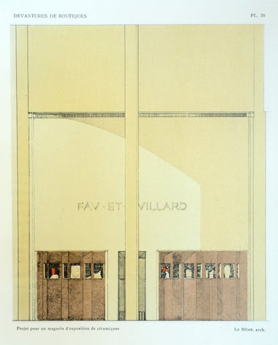 Ceramics Showroom, Plate 20, illustration from Devantures de Boutiques by Louis-Pierre Sezille, Paris by French School