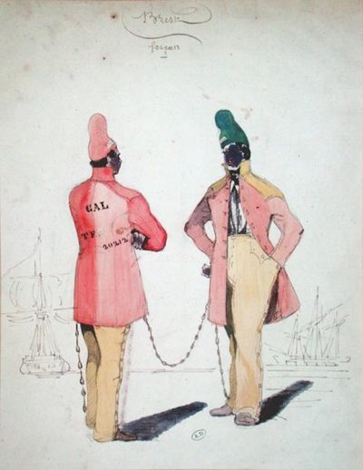 Chained Convicts in Brest by French School