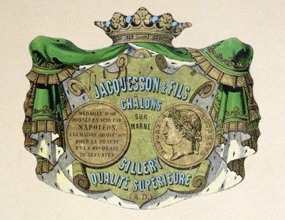 Champagne Label for Jacquesson & Fils, Champagne Sillery Marque, Mid 19th Century by French School
