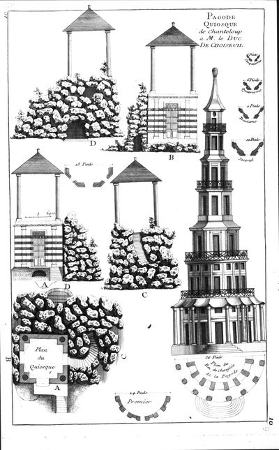 Chanteloup Pagoda, from Details des Nouveaux Jardins a la Mode by George Louis le Rouge, published c.1770-87 by French School