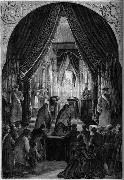 Funeral chapel during the funeral of Count Philippe Antoine Ornano (1784-1863), Marshal of the Empire. Paris, Invalides by French School