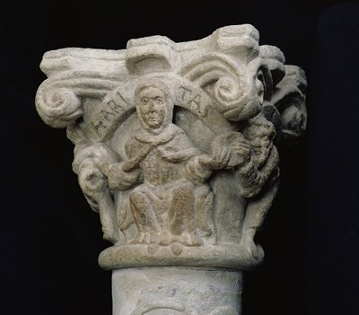 Charity, a nun distributing bread and clothes, relief from a capital by French School