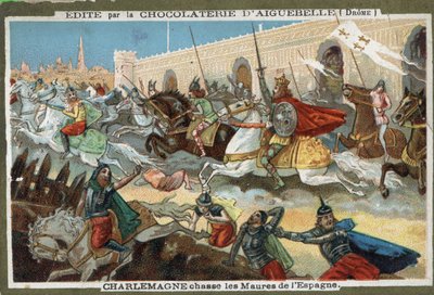 Charlemagne (742-814) chasing the Moors from Spain by French School